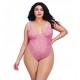 Body string rose vintae grande taille échancré dentelle avec jupe de maille transparente amovible - DG10996XVPK