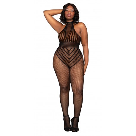 Bodystocking en résille grande taille - DG0402XBLK