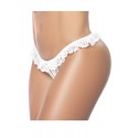 Culotte ouverte blanche avec froufrou en dentelle - MAL119WHT