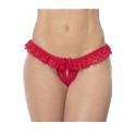 Culotte ouverte rouge avec froufrou en dentelle - MAL119RED