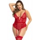 Body rouge grande taille avec porte jarretelles - MAL8724XRED