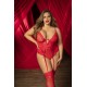 Body rouge grande taille avec porte jarretelles - MAL8724XRED