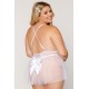 Body grande taille dentelle blanc avec tulle amovible - DG12918XWHT