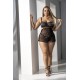 Ensemble lingerie résille, grande taille, noir 2 en 1 - MAL7492XBLK