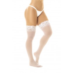 Bas en nylon sexy blanc autofixant - MAL1108WHT