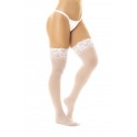 Bas en nylon sexy blanc autofixant - MAL1108WHT