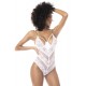 Body blanc sexy en dentelle et fine résille - MAL8741WHT