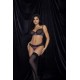 Ensemble lingerie noir deux pièces imprimé fleur exotique - MAL8772PRT