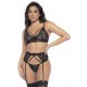 Ensemble lingerie 3 pièces noire - MAL8797BLK