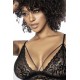 Ensemble 3 pièces en fine dentelle florale noire - MAL8798BLK