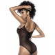 Body noir en dentelle et résille noire - MAL8795BLK