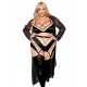 Ensemble grande taille avec Soutien-gorge, jupe porte-jarretelles, string - DG13377XBLK