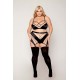 Ensemble grande taille avec Soutien-gorge, jupe porte-jarretelles, string - DG13377XBLK