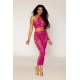 Ensemble Soutien-gorge et jupe longue en filet rose - DG0485BEE