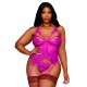 Bustier porte jarretelles grande taille rose avec string - DG13283XBEE