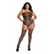 Combinaison bodystocking grande taille résille fantaisie - DG0355XBLK