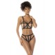 Ensemble 2 pièces noir et chair Havana, en fine résille, soutien gorge avec armatures et culotte taille haute - MAL8849NUBK