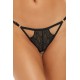 String ouvert fantaisie noir avec chainettes à l'entrejambe - REN1172-BLK