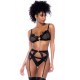 Ensemble 3 pièces en wetlook noir - MAL2767WBLK