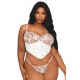 Bustier blanc avec armatures grande taille, en satin et dentelle florale - DG13262XWHT