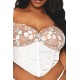 Bustier blanc avec armatures grande taille, en satin et dentelle florale - DG13262XWHT